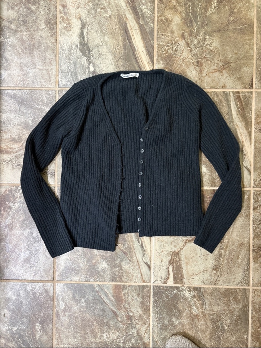 Abercrombie & Fitch Black Ribbed Button-Front Cardigan